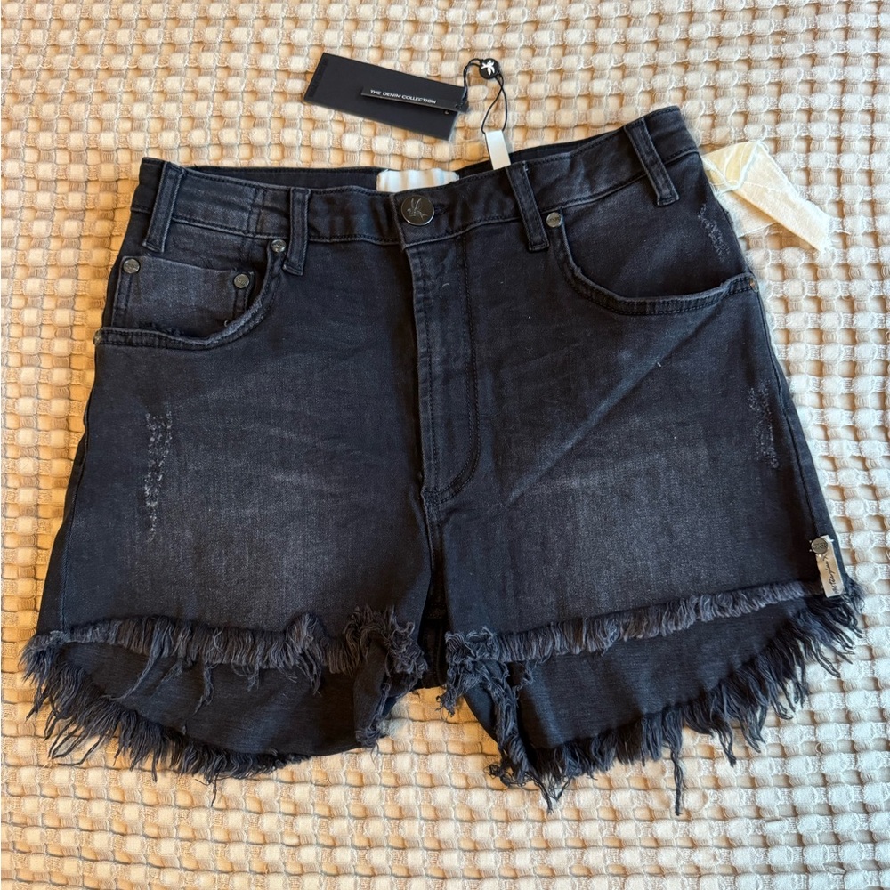 One Teaspoon High Waist Bonita Black Swan Short